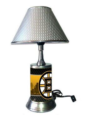 Boston Bruins table lamp with chrome finish shade, NHL